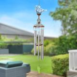 Exhart Solar Hand Blown Pearlized Glass Bird Wind Chime, 7 by 44 Inches Glass/Metal | 44 H x 7 W x 4 D in | Wayfair 15581-RS