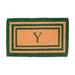 Charlton Home® Stansfield Handmade Rectangle Monogram Outdoor Door Mat Coir in Green/Brown | Rectangle 2' x 3'3" | Wayfair