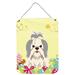 The Holiday Aisle® Easter Eggs Pug Hanging Prints Wall Décor Metal in Gray/Yellow | 12 H x 16 W x 0.03 D in | Wayfair