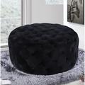 Everly Quinn Plattsburgh 36" Wide Velvet Tufted Round Cocktail Ottoman Velvet in Pink | 16.5 H x 36 W x 36 D in | Wayfair