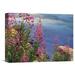 East Urban Home 'Fireweed Against Flowing Stream, North America' Photographic Print on Canvas in Blue/Green/Pink | 12 H x 16 W x 1.5 D in | Wayfair