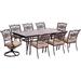 Fleur De Lis Living Carleton Rectangular 8 - Person 83.74" Long Outdoor Dining Set w/ Cushions Wood/Glass/Metal in Brown | Wayfair