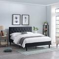 Alcott Hill® Cholet Queen Tufted Low Profile Platform Bed Upholstered/Polyester/Metal in Black | 44.75 H x 63.5 W x 85.5 D in | Wayfair
