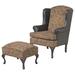 Wingback Chair - Astoria Grand Manske 35" Wide Wingback Chair Faux Leather/Wood/Polyester in Brown | 42 H x 35 W x 31 D in | Wayfair