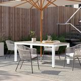 Sand & Stable™ Reginald Dining Table Plastic in White/Brown | 29 H x 72 W x 36 D in | Outdoor Dining | Wayfair FA7A0E19B6DB4B8B8FE60384C6F53557