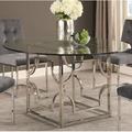 Everly Quinn Schacht Pedestal Dining Table Glass/Metal in Gray/Brown | 30 H x 54 W x 54 D in | Wayfair 32253F015F224EA4801EC5C58BD50519