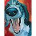 Winston Porter 'Ralph the Happy Dog' Framed Painting Print on Wrapped Canvas in Blue/Red | 16 H x 12 W x 1.5 D in | Wayfair CAN SE1147 12x16 GW