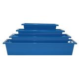 August Grove® Venuti Enameled Galvanized Rectangular 4 Piece Metal Planter Box Set Metal in Blue | 6 H x 7 W x 23 D in | Wayfair