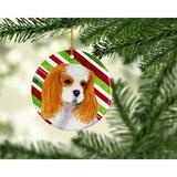The Holiday Aisle® Bichon Frise Holiday Christmas Hanging Figurine Ornament Ceramic/Porcelain in Green/Red | 3 H x 3 W x 0.25 D in | Wayfair