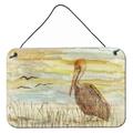 Highland Dunes Brown Pelican Sunset Hanging Prints Wall Décor Metal in Yellow | 8 H x 12 W x 0.03 D in | Wayfair 536EC951F7084D2DAF8308E6BB0A93E9