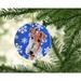 The Holiday Aisle® Otterhound Snowflakes Holiday Hanging Figurine Ornament Ceramic/Porcelain in Blue/Red | 3 H x 3 W x 0.25 D in | Wayfair