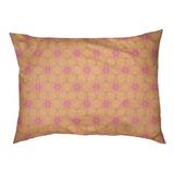 Tucker Murphy Pet™ Byrge Ornate Circles Cat Bed Designer Pillow Fleece, Polyester in Orange/Pink/Green | 14 H x 32.5 W x 42.5 D in | Wayfair
