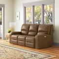 Wildon Home® Mikey 88" Leather Match Square Arm Reclining Sofa Genuine Leather in Brown | 41 H x 88 W x 41 D in | Wayfair