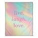 East Urban Home Faux Gemstone Live Laugh Love Quote Fleece Throw Metal in Pink/Blue | 50" W x 60" L, Medium | Wayfair