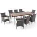 Red Barrel Studio® Morphis Outdoor 9 Piece Dining Set w/ Cushions Wood in Brown/White | Wayfair 14E0D22793814BF182DDC1DA21D96802