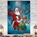 The Holiday Aisle® Santa's Woodland Friends by Parvez Taj - Wrapped Canvas Painting Print Canvas in Blue | 12 H x 8 W x 1 D in | Wayfair