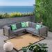 AllModern 30.25" Wide Outdoor Symmetrical Patio Sectional w/ Cushions /Natural Hards in Pink/Gray/White | 26.5 H x 30.25 W x 30.25 D in | Wayfair