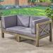 Highland Dunes 60.5" Wide Loveseat w/ Cushions Wood/Natural Hardwoods in Gray | 26.5 H x 60.5 W x 30.25 D in | Outdoor Furniture | Wayfair