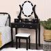 House of Hampton® Craney Vanity Set w/ Stool & Mirror Wood in Black | 54 H x 31.5 W x 16 D in | Wayfair BD532BED1F8546A5B8AB4C4DD277964D