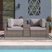 Sol 72 Outdoor™ Lazaro Rattan Wicker Fully Assembled 2 - Person Seating Group w/ Sunbrella Cushions Metal in Gray | Wayfair