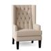 Wingback Chair - Everly Quinn Searle 30" Wide Tufted Wingback Chair Fabric in White/Brown | 48 H x 30 W x 34 D in | Wayfair