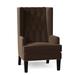 Wingback Chair - Everly Quinn Searle 30" Wide Tufted Wingback Chair Fabric in Gray/Brown | 48 H x 30 W x 34 D in | Wayfair