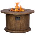 Loon Peak® Siloam 24" H x 40" W Concrete Propane Outdoor Fire Pit Table Metal in Brown | 24 H x 40 W x 40 D in | Wayfair 6201BR