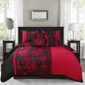 Lark Manor™ Oliva Microfiber 7 Piece Comforter Set Microfiber in Red | King Comforter + 6 Additional Pieces | Wayfair