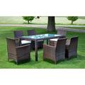 Winston Porter Patio Dining Set Patio Table & Rattan Chair Outdoor Furniture Set Glass/Plastic in Black | Wayfair 056E47788C8646E2AA06F288856ADE4A