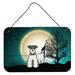 The Holiday Aisle® Halloween Scary English Bulldog Brindle Banner Metal in Green/Gray | 8 H x 12 W x 0.03 D in | Wayfair