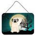 The Holiday Aisle® Halloween Scary English Bulldog Brindle Banner Metal in Green/Black/Brown | 8 H x 12 W x 0.03 D in | Wayfair