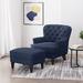 Armchair - Red Barrel Studio® Michaelson 33" W Tufted Armchair & Ottoman Polyester/Fabric in Blue | 34.5 H x 33 W x 34.25 D in | Wayfair