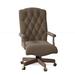 Fairfield Chair Stanford Swivel Executive Chair Wood/Upholstered in Gray/Brown | 39.5 H x 25 W x 31 D in | Wayfair