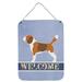 Ebern Designs Chihuahua Welcome Hanging Prints Wall Décor Metal in Gray/Indigo | 12 H x 16 W x 0.03 D in | Wayfair FEC4E1EA2E14489692E6EA6082A4298D