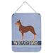 Ebern Designs Chihuahua Welcome Hanging Prints Wall Décor Metal in Gray/Indigo | 12 H x 16 W x 0.03 D in | Wayfair 658644C0F70E40DCB33F6DE2B92C1E82