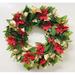 The Holiday Aisle® Poinsettia Silk Wreath Silk in Green/Red | 22 H x 22 W x 5 D in | Wayfair 8758BCFA534949779CFB759EEA3772DD