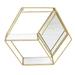 Ebern Designs Hexagon Mirrored Wall Shelf - Contemporary Rustic Metal & Wood Decorative Floating Wall Storage Shelf Metal in Black | Wayfair