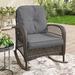 Wade Logan® Baecher Outdoor Rocking Wicker/Rattan Chair w/ Cushions Wicker/Rattan in Gray/Brown | 37.8 H x 30 W x 35.2 D in | Wayfair
