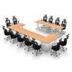 Symple Stuff Turrell 13 Person Conference Meeting Tables w/ 13 Chairs Complete Set Wood/Metal in Brown | 30 H x 180 W x 120 D in | Wayfair