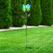 Exhart Solar Flower Garden Stake Made of Glass & Metal, 6 by 36 Inches Glass/Metal in Blue | 36.42 H x 5.9 W x 5.51 D in | Wayfair 14687-RS
