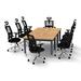 Inbox Zero 8 Person Conference Meeting Tables w/ 8 Chairs Complete Set Wood/Metal in Brown | 30 H x 90 W x 48 D in | Wayfair