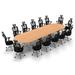 Symple Stuff Menifee 14 Person Conference Meeting Tables w/ 14 Chairs Complete Set Wood/Metal in Brown | 30 H x 180 W x 60 D in | Wayfair