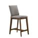 Gracie Oaks Brouwer 26" Counter Stool Wood/Upholstered/Leather/Genuine Leather in Gray/Brown | 41 H x 17 W x 23 D in | Wayfair