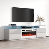 Orren Ellis Genoveva TV Stand for TVs up to 78" w/ Electric Fireplace Included Wood in White | 22 H in | Wayfair B43597B57F7845C0AC020C34ABE006F3