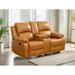 Red Barrel Studio® 73.5" Faux Leather Pillow Top Arm Reclining Loveseat Faux Leather in Brown | 40 H x 74.5 W x 37 D in | Wayfair