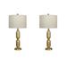 Everly Quinn 27.5" Table Lamp Set Linen/Metal in White/Yellow/Brown | 27.5 H x 14 W x 14 D in | Wayfair 8255F288D076451AAE778AC3D1666A21