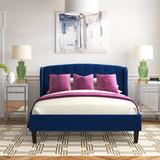 Etta Avenue™ Penelope Tufted Wingback Queen Performance Velvet Platform Bed Upholstered/Velvet in Blue | 43.5 H x 67.5 W x 86.5 D in | Wayfair