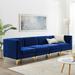 Everly Quinn Triumph Channel Tufted Performance Velvet 4-Seater Sofa Velvet in Blue | 30.5 H x 120 W x 31.5 D in | Wayfair