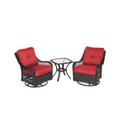 Canora Grey Leitner 3 Piece Rattan Seating Group w/ Cushions Synthetic Wicker/All - Weather Wicker/Wicker/Rattan in Red | Outdoor Furniture | Wayfair