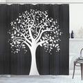 Ebern Designs Caroline a Tree w/ Many Leaves Pattern Wooden Background Botanical Decor Illustration Single Shower Curtain Polyester | Wayfair